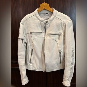Harley Davidson Special Edition White Leather Jacket with liner.